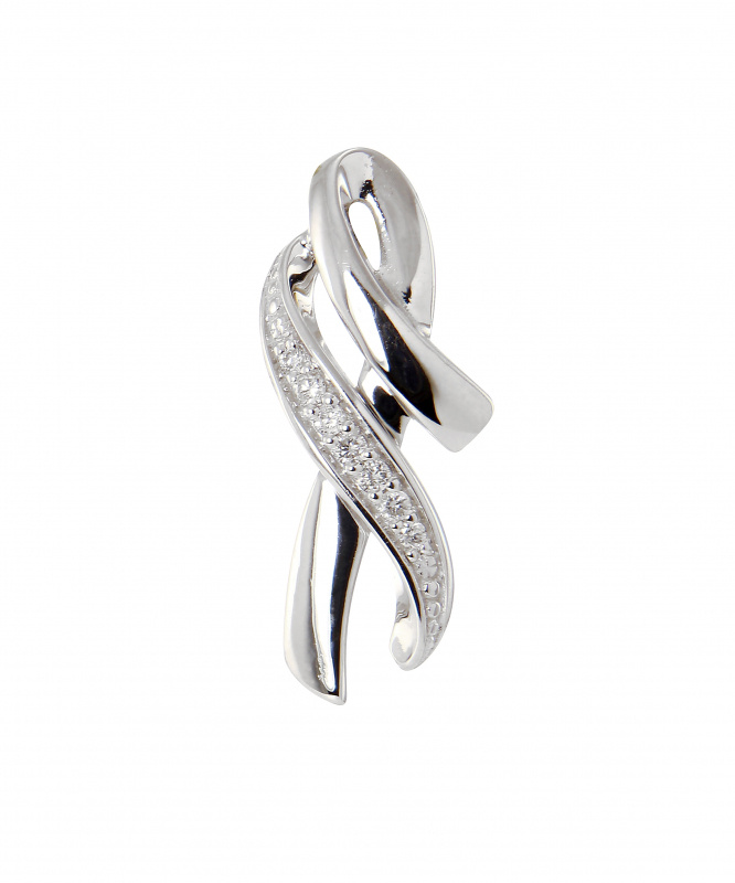 Fermoir Ying Yang Or Blanc 585 (14K) Avec Diamant 0,02ct - Neuf Avec étiquettes