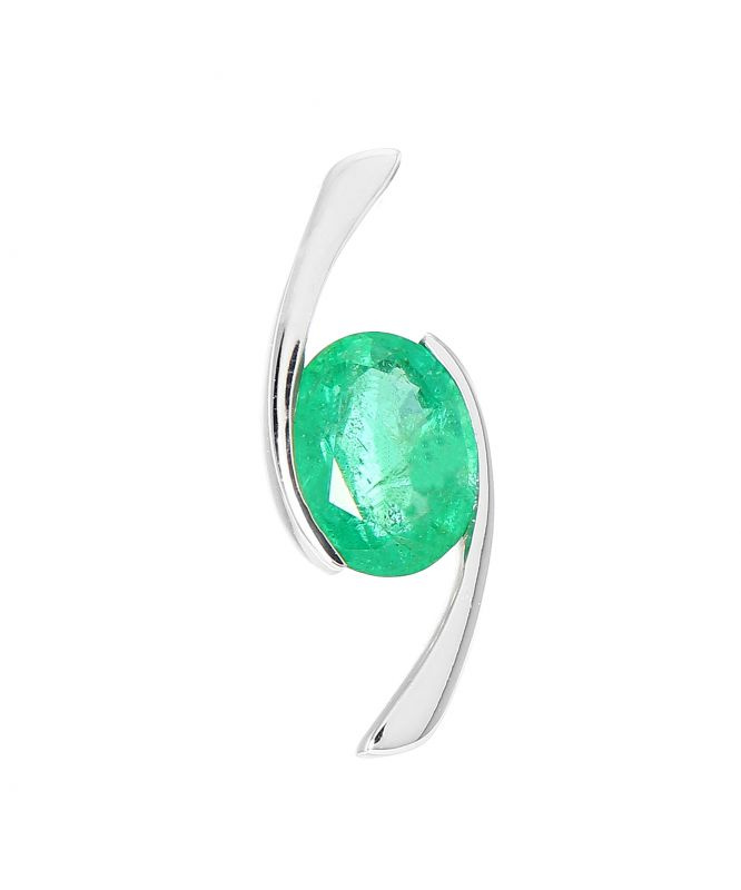 Pendentif émeraude Véritable Ronde 4mm En Or 18K Massif - Marque Dolly-Bijoux, Neuf