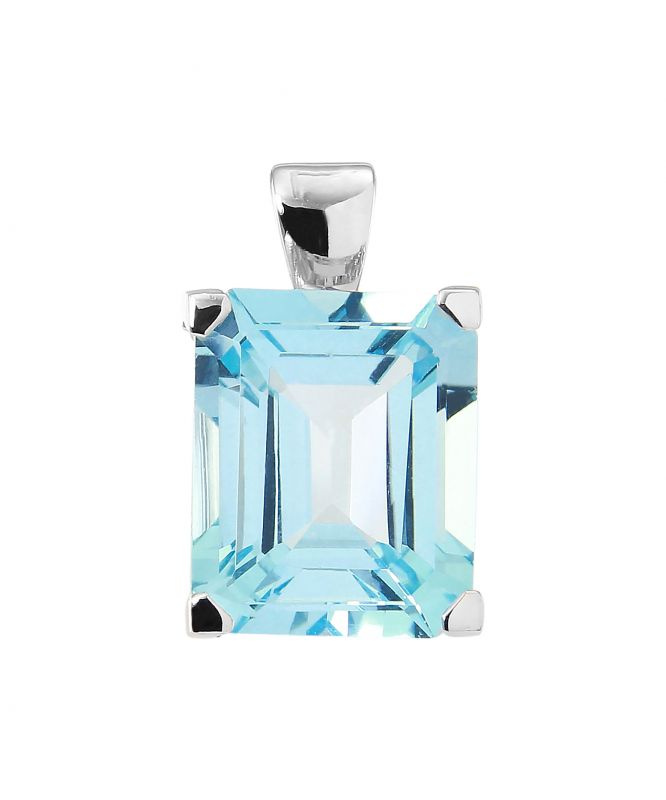 Pendentif Plaqué Or Blanc Avec Topaze Bleue Et Zircons - Sans Marque - Neuf Sans Emballage