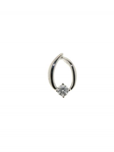 Pendentif Or Blanc Diamant 0.106 carat - Bijoux Femme