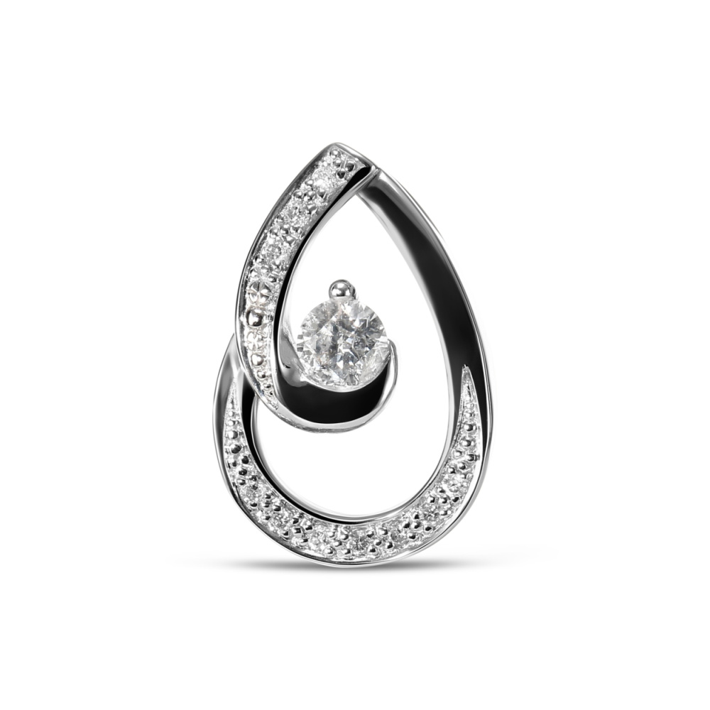 Pendentif Or Blanc Diamant 0.207 carat - Bijoux Femme