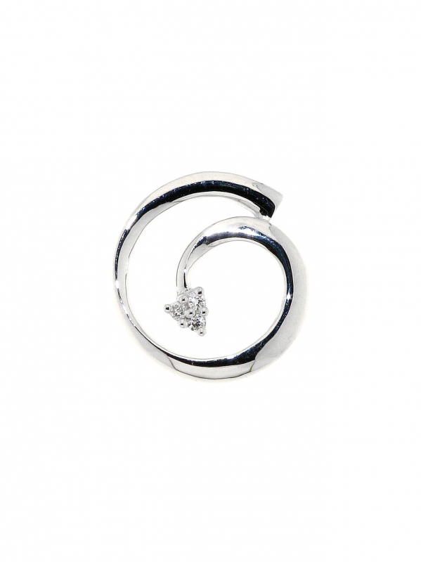 Pendentif Or Blanc Diamant Spirale 0.026 carat - Bijoux Femme
