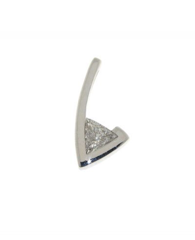 Pendentif Or Blanc Diamant Trilliant 0.24  carat - Bijoux Femme