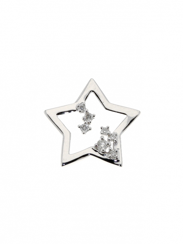 Pendentif Or Blanc Etoile Diamant 0.077 carat - Bijoux Femme