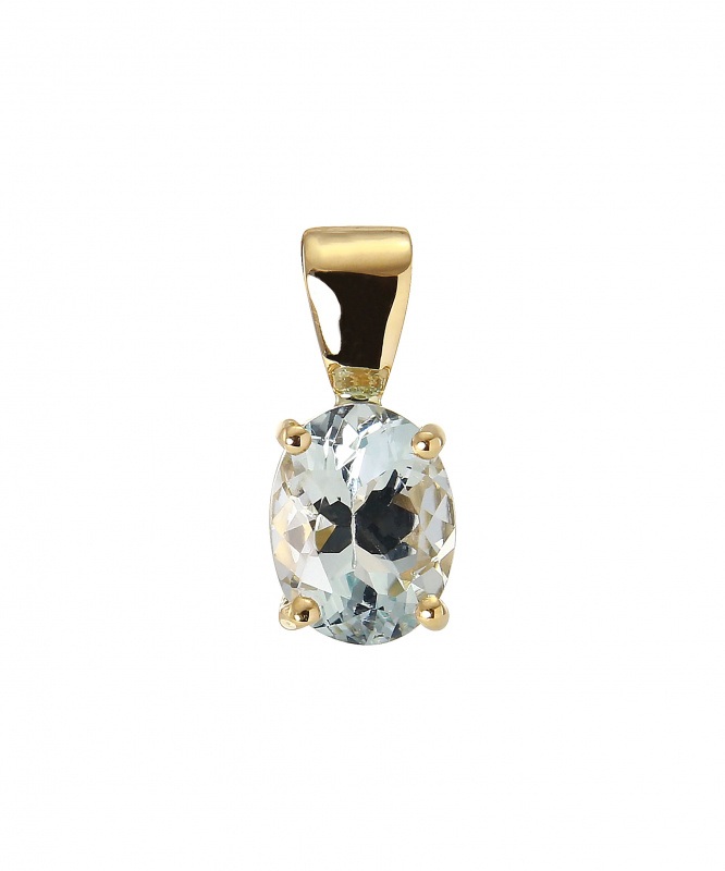 Collier avec pendentif ovale aigue-marine en acier inoxydable
