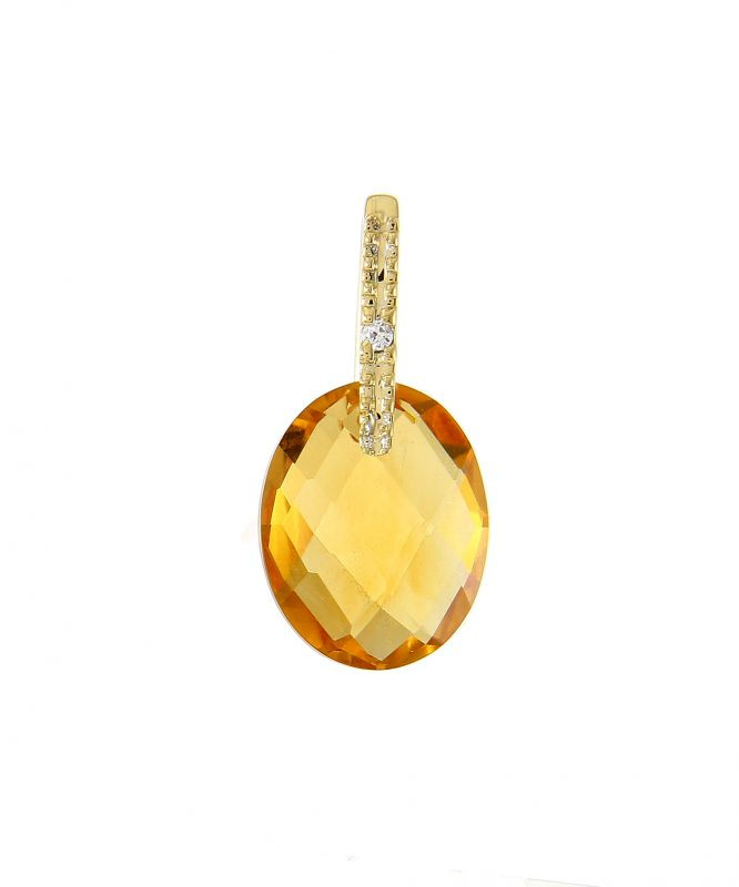 Pendentif Croix Citrine Jaune Et Zircon – Or 14k – Wilson Brothers