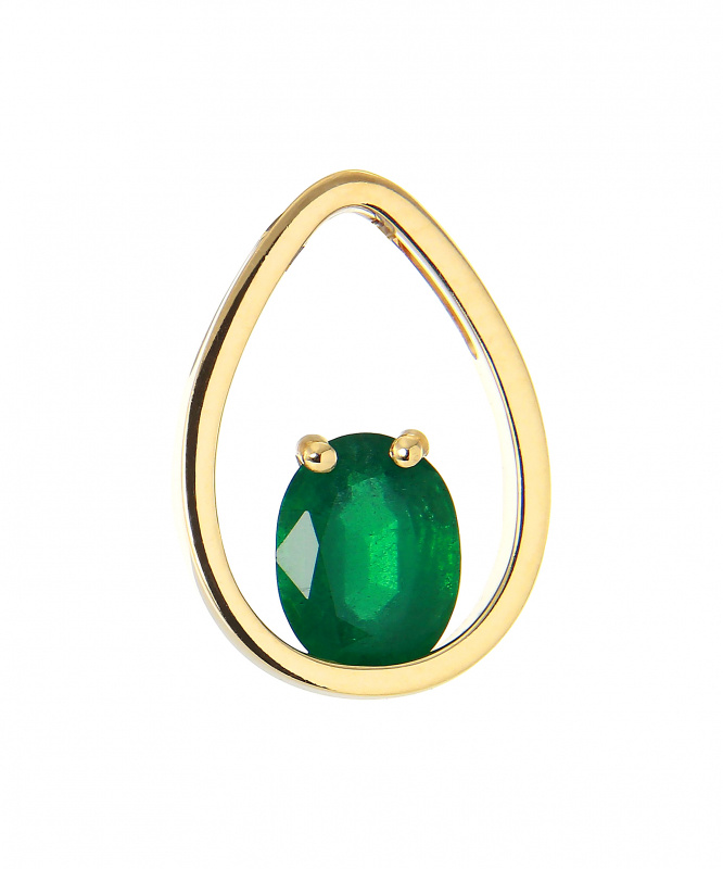 Grand Pendentif Argent 925 Avec Émeraude Verte Création Ovale 94,15 Carats