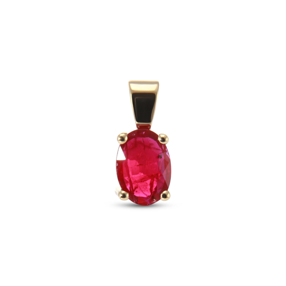 Pendentif Argent 925 Rubis Rouge Naturel Ovale - Pierre Précieuse Kashmir, Collier 2.1", Vintage, Livraison Droits Payés