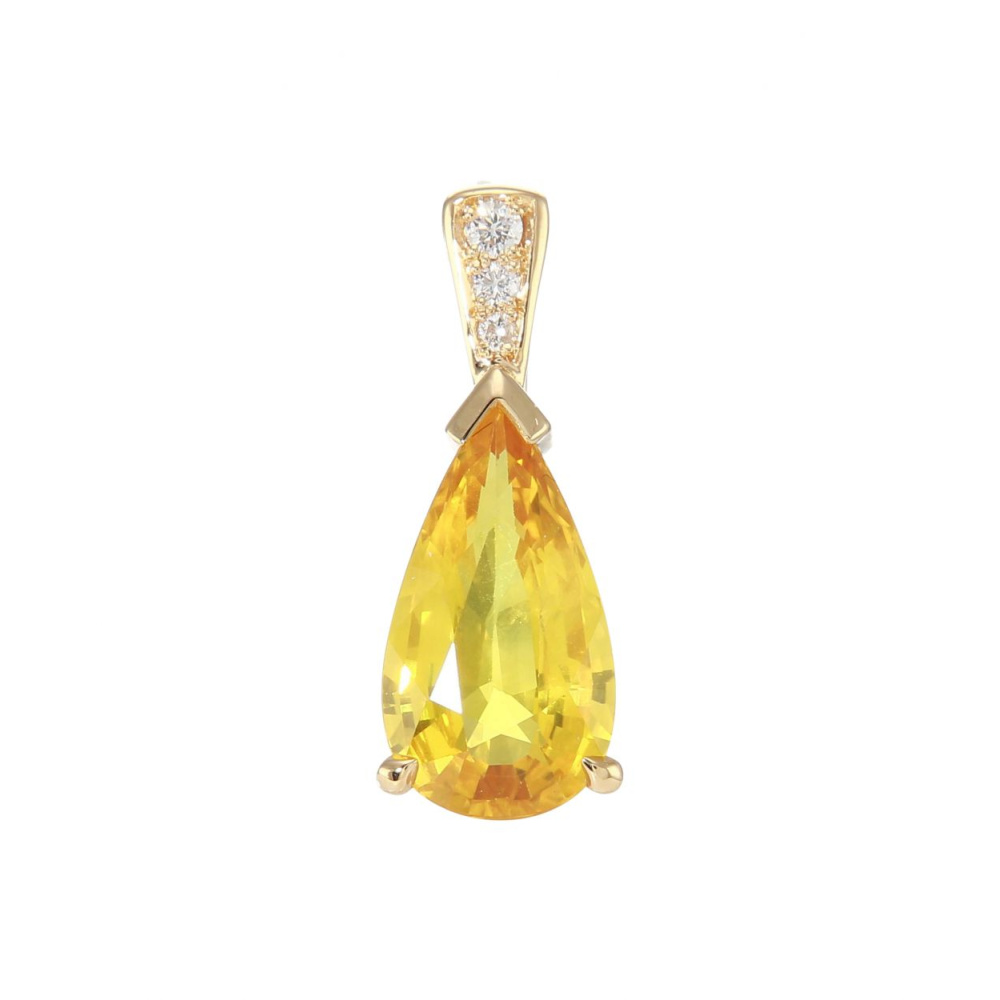 Pendentif En Or 750/1000 (18 Carats) Serti D'un Saphir Poire Et De Diamants - Occasion - Poinçon Tête D'aigle