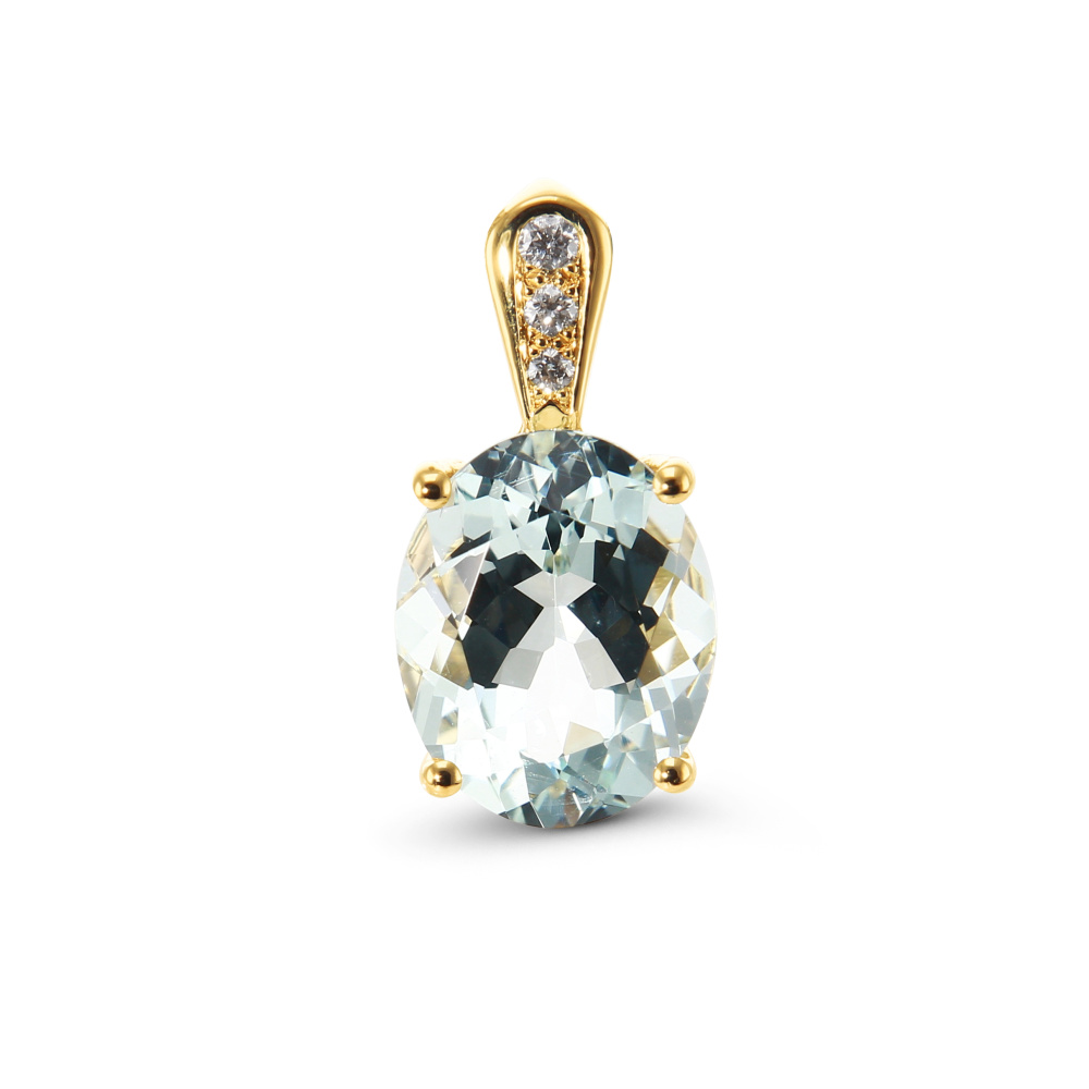 Pendentif Or Blanc 750 aigue marine ovale 10x8mm Ref. 47302