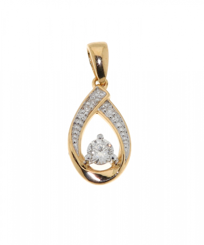 Pendentif Or Jaune Diamant 0.15 carat - Bijoux Femme