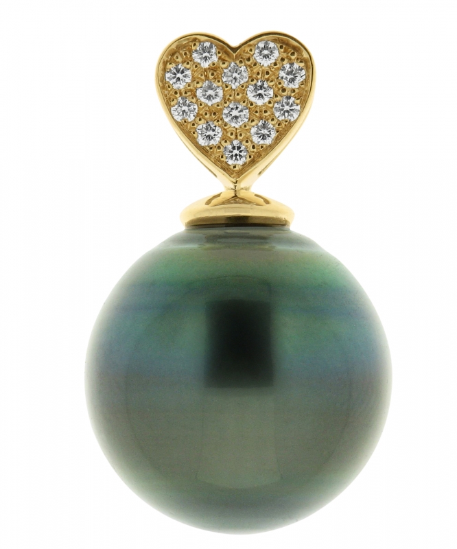 Pendentif Perle de Tahiti 16mm et Diamants - Bijoux Femme