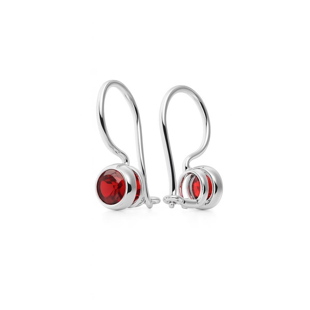 Boucles d oreilles Argent Pendantes et Grenat Rond 4mm