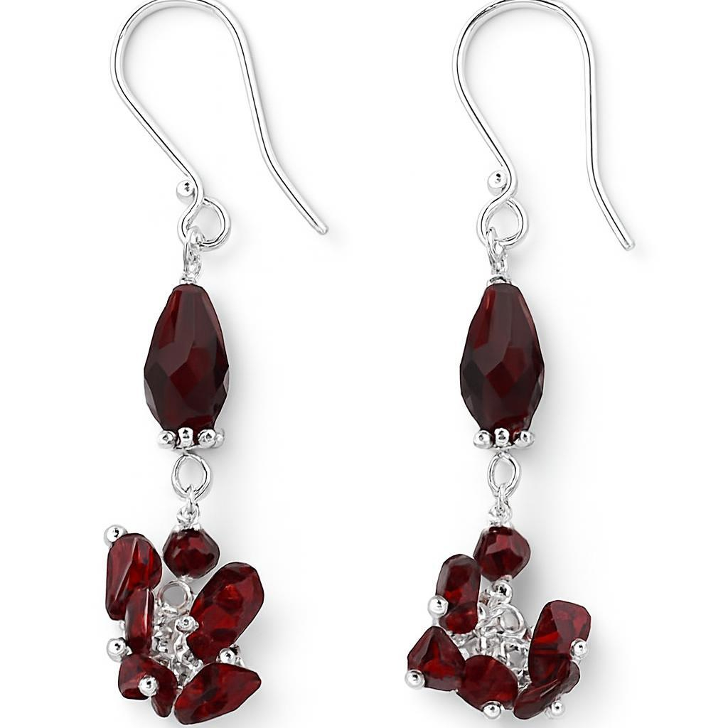 Boucles d oreilles Argent  Grenat Pendantes  5cm
