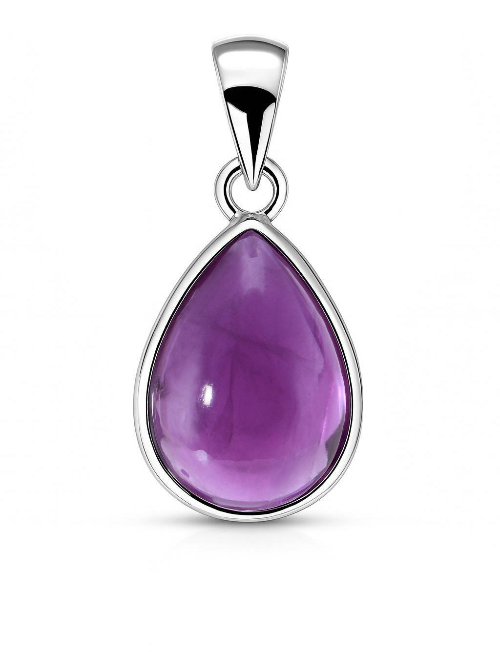 Pendentif Argent  Amethyste Poire Cabochon 14x10mm