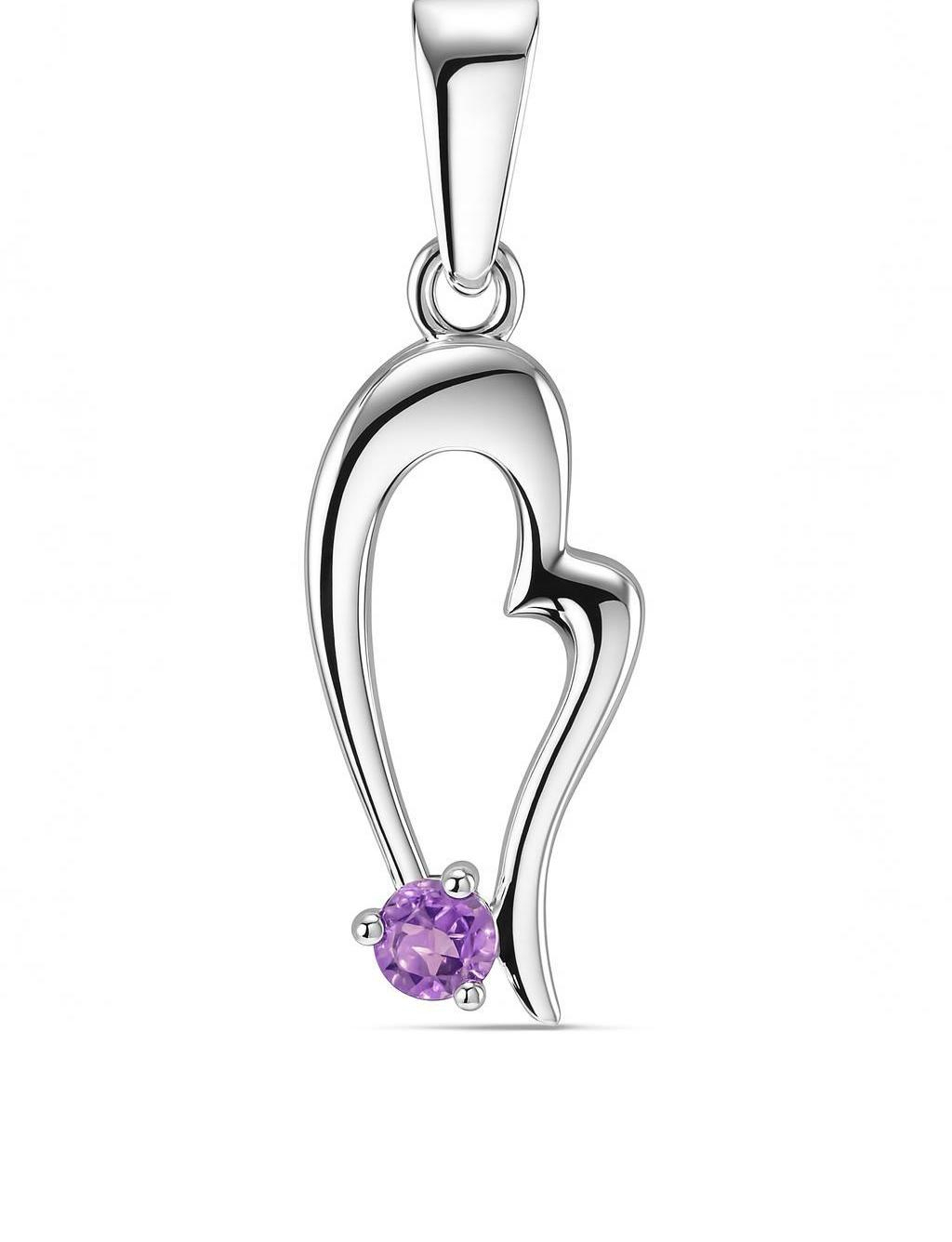 Pendentif Argent  Motif Fantaisie et Amethyste 3mm