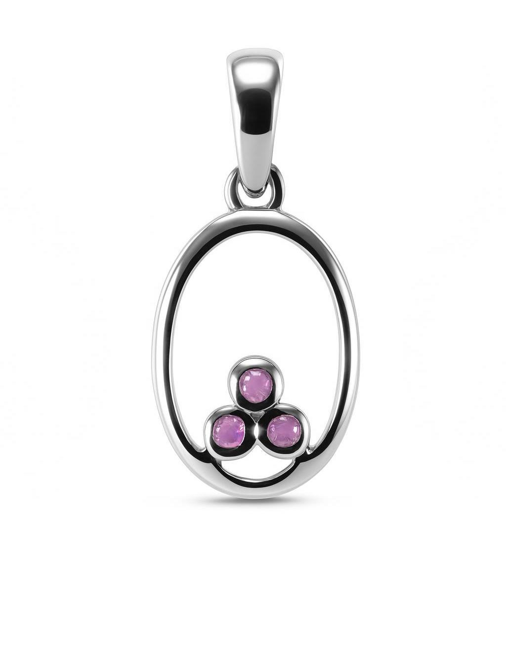 Pendentif Ovale Argent et 3  Amethystes