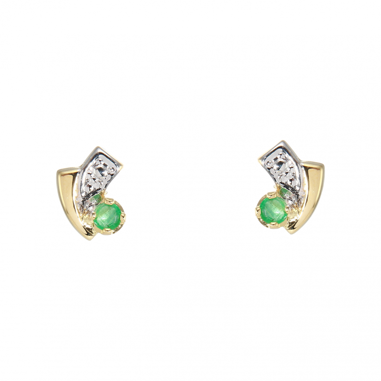 Boucles d oreilles Or  2tons Emeraude rondes 2.5mm