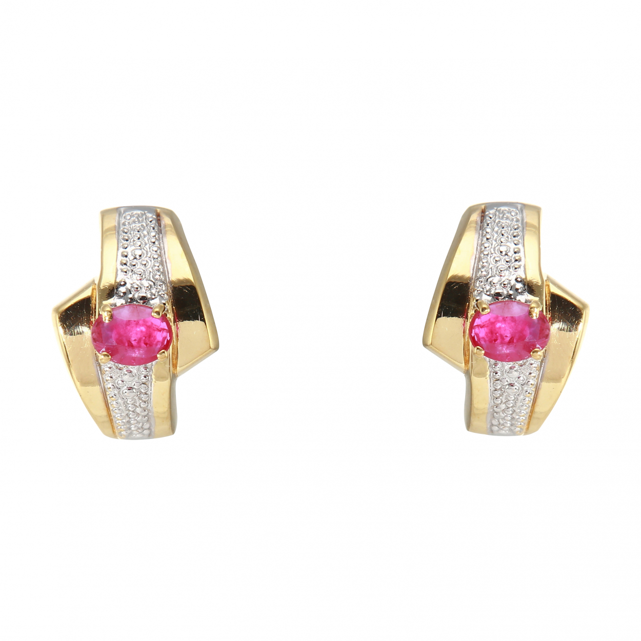 Boucles d oreilles Or Jaune 750  Rubis