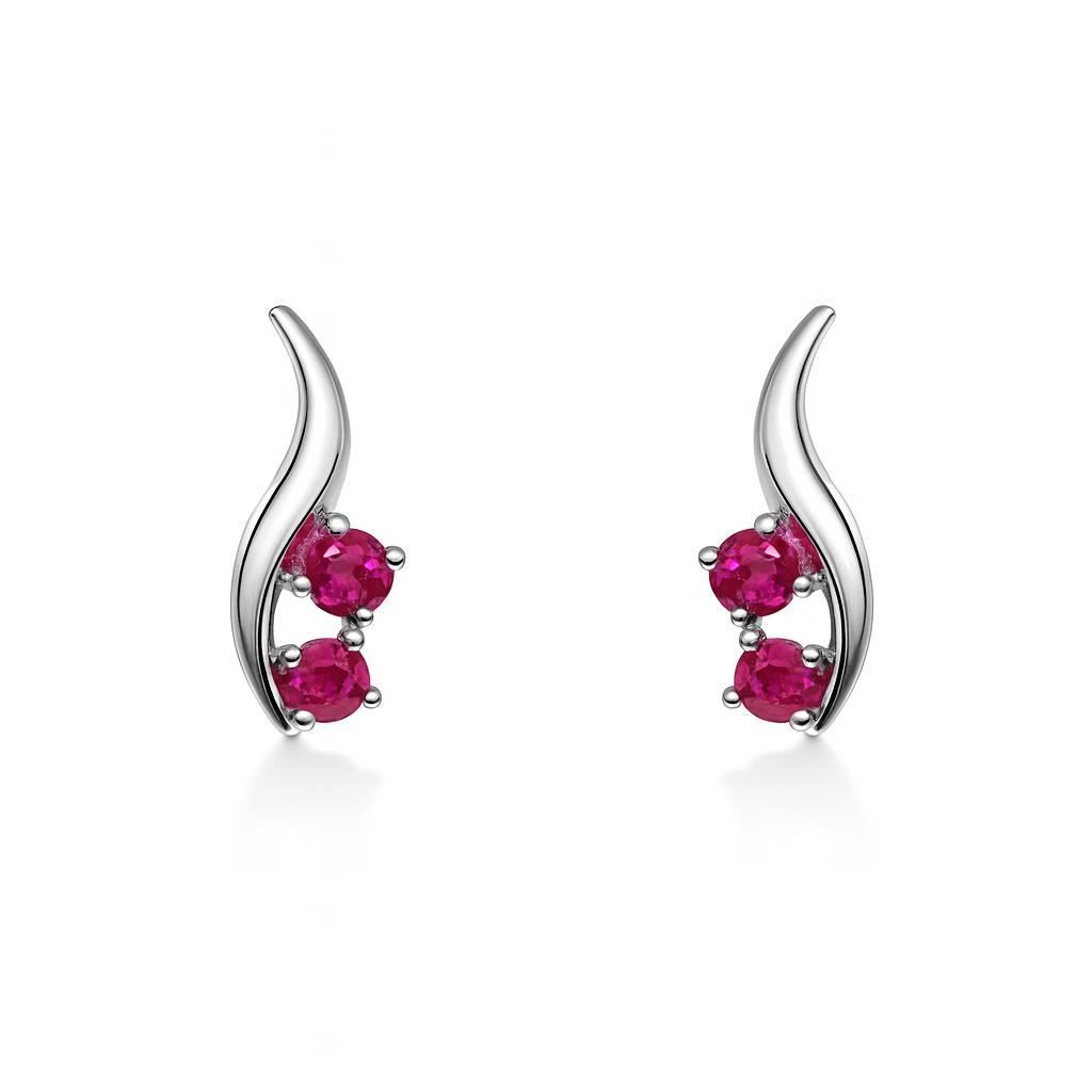 Boucles d oreilles Or Blanc 2Rubis