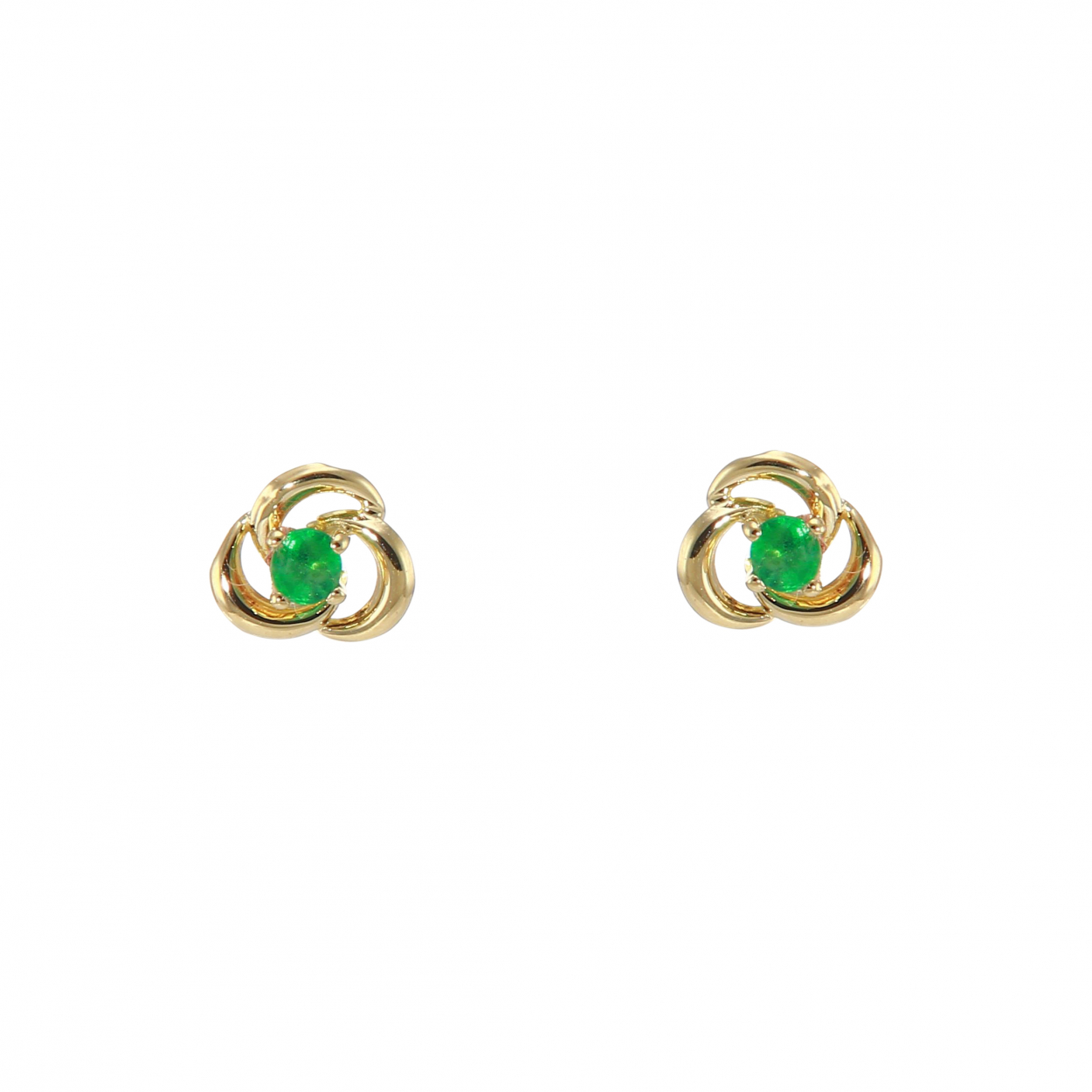 Boucles d oreilles Or Jaune Emeraude 2mm
