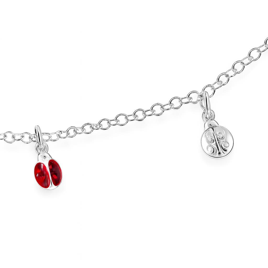 Bracelet Argent Breloques Coccinelles 18cm