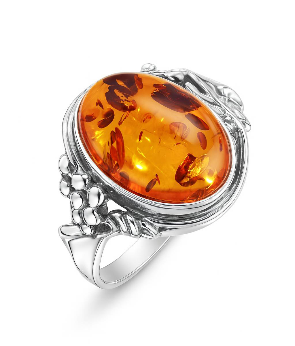 Bague Argent  Ambre Ovale 14x10mm