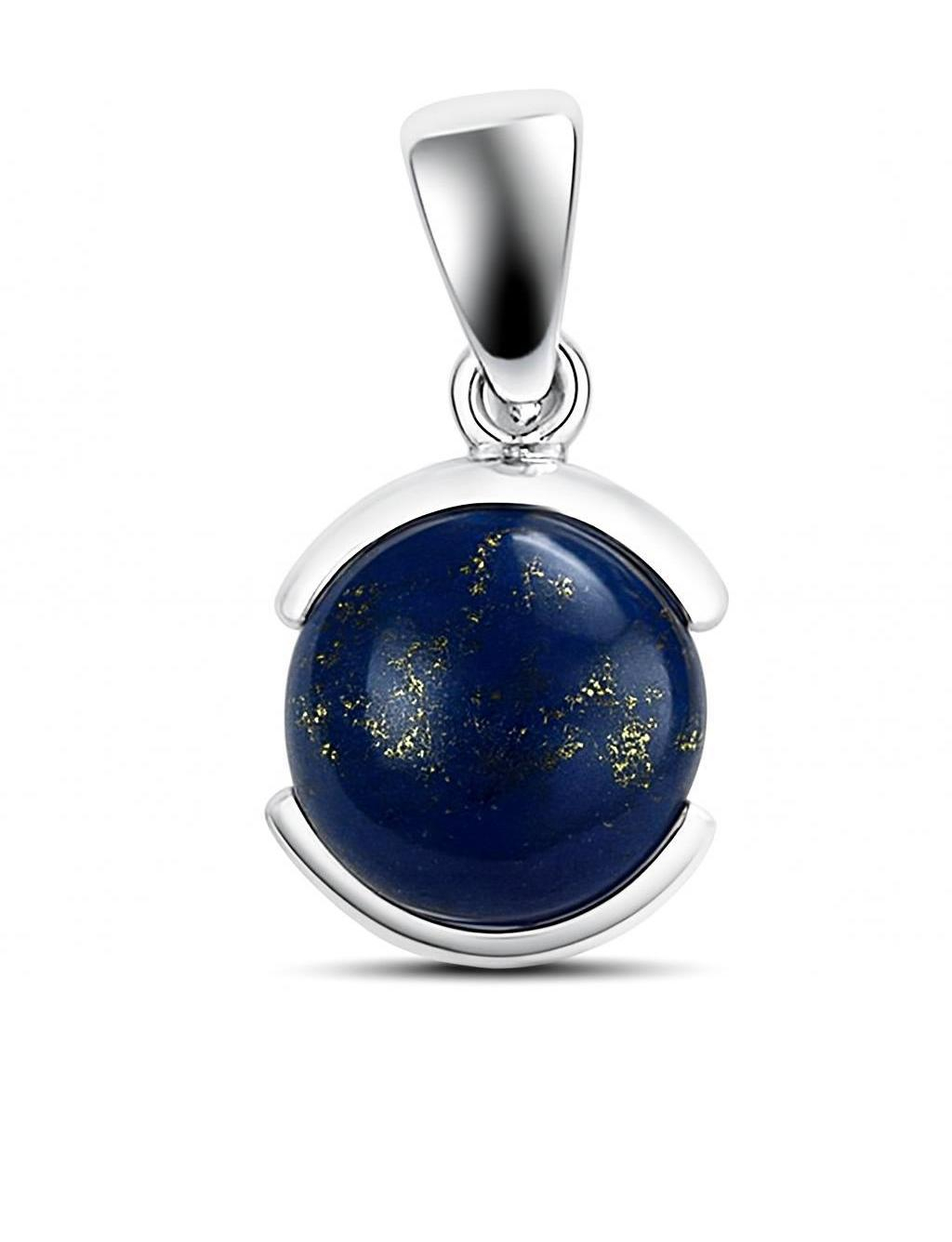Pendentif Lapis Lazuli Rond Demi Clos 12mm en Argent 925