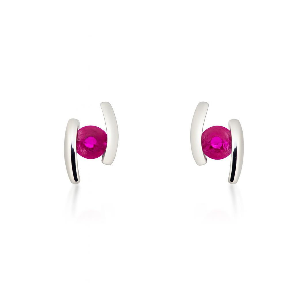 Boucles d oreilles Or Blanc Rubis 3mm