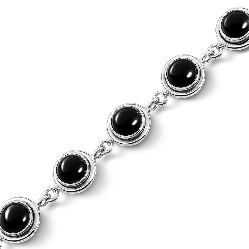 Bracelet Argent Grenat Cabochon