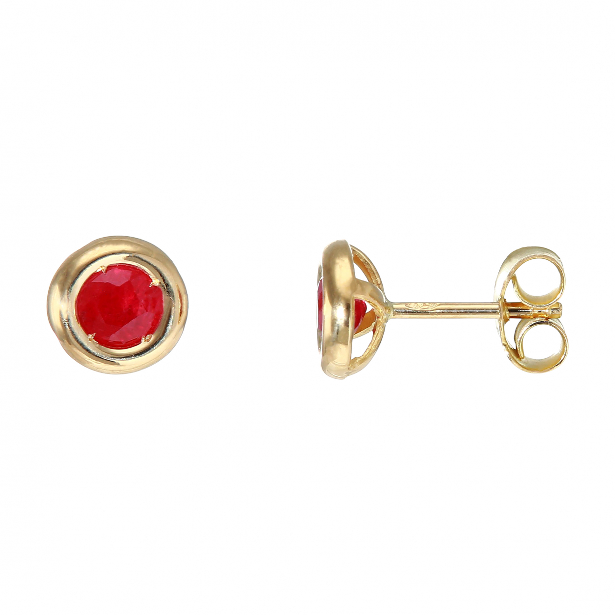 Boucles d oreilles Or Jaune 750 Rubis Rond 4mm