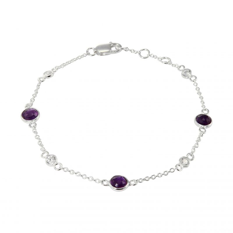 Bracelet Argent 925 Amethyste et Oxyde de zirconium
