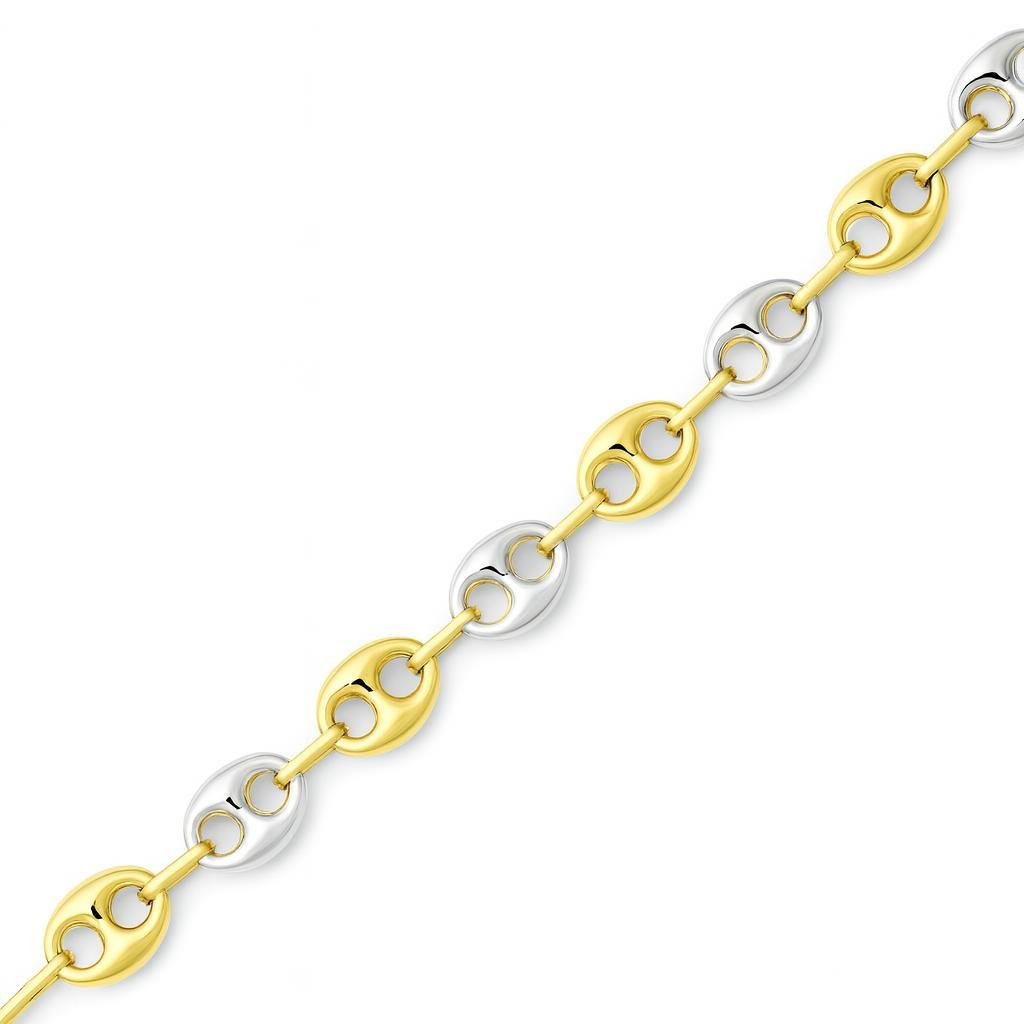 Bracelet 2 Ors 375 maille grains de cafes 6mm x 21cm