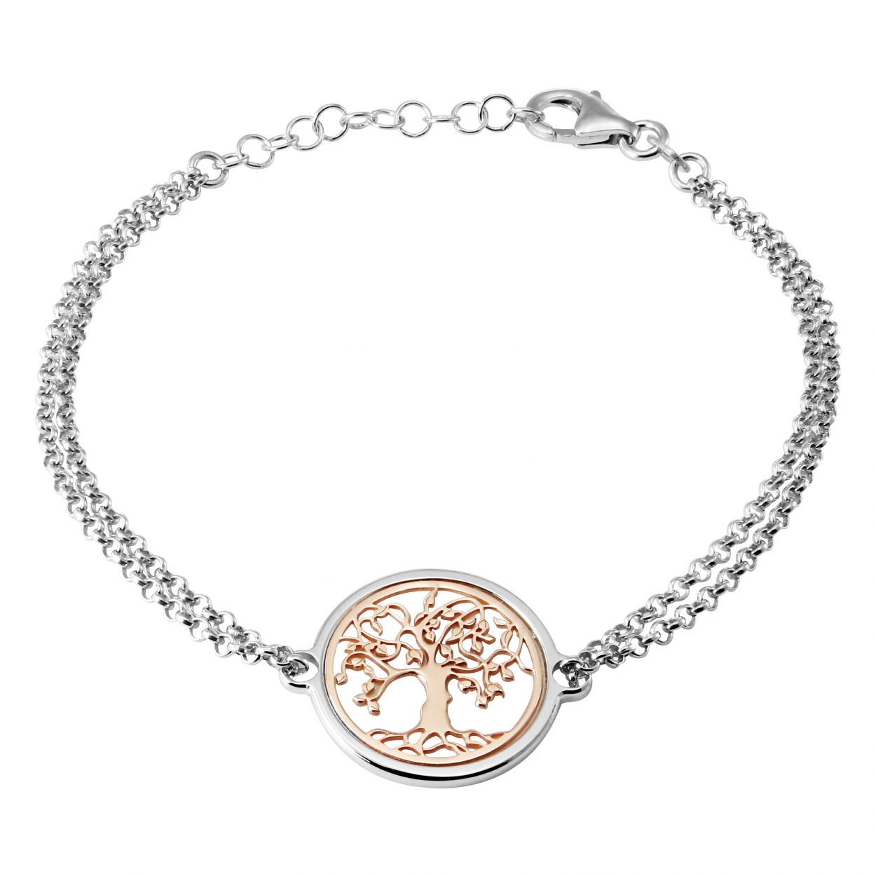 Bracelet argent rhodie arbre de vie et nacre