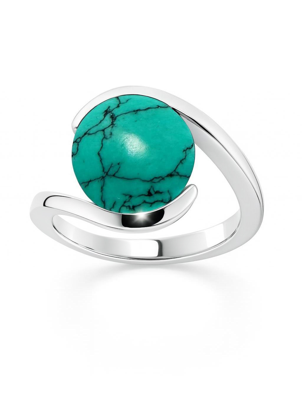 Bague Moderne Turquoise reconstituee Ronde 12mm
