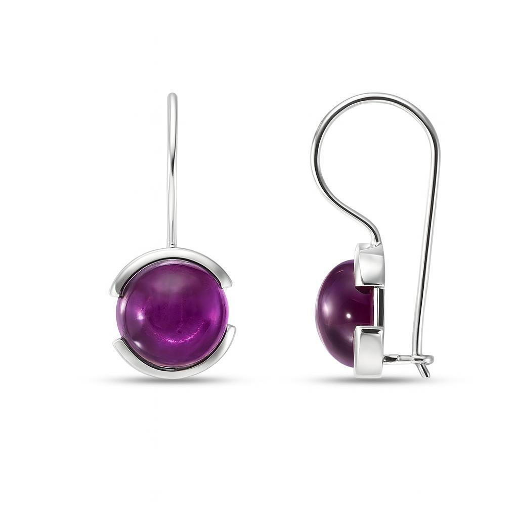 Boucles d oreilles Pendantes Argent Amethyste 10mm