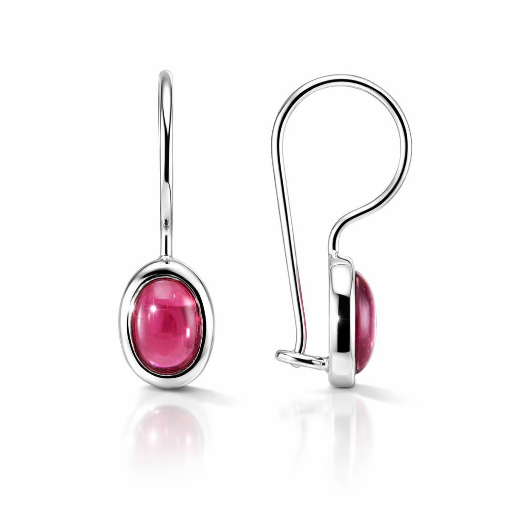 Boucles d oreilles Pendantes Grenat Ovale 7x5mm Argent 925