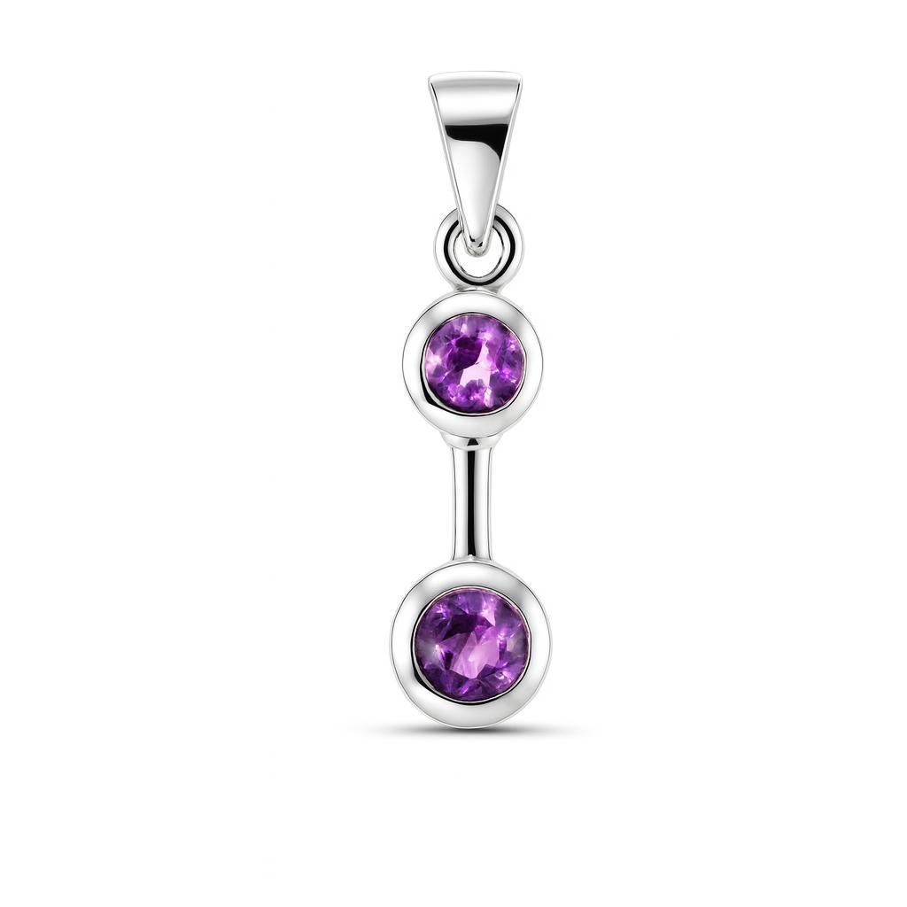 Pendentif Argent Amethyste Rondes